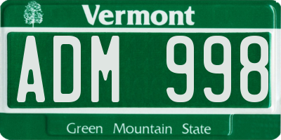 VT license plate ADM998