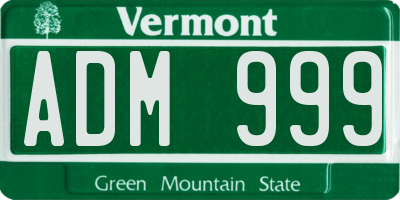 VT license plate ADM999