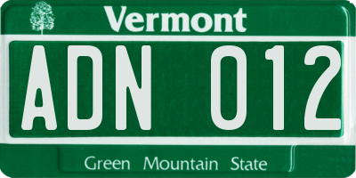 VT license plate ADN012