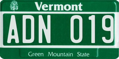 VT license plate ADN019