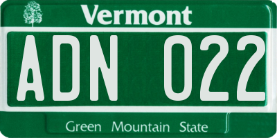 VT license plate ADN022