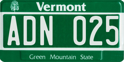 VT license plate ADN025