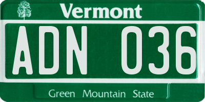 VT license plate ADN036