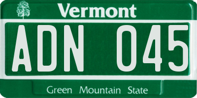 VT license plate ADN045