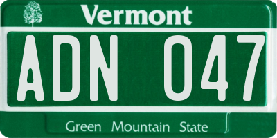 VT license plate ADN047