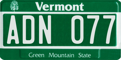 VT license plate ADN077