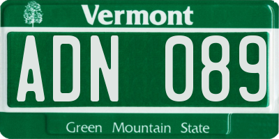 VT license plate ADN089