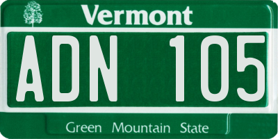 VT license plate ADN105