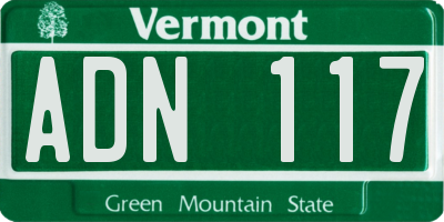 VT license plate ADN117
