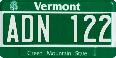 VT license plate ADN122