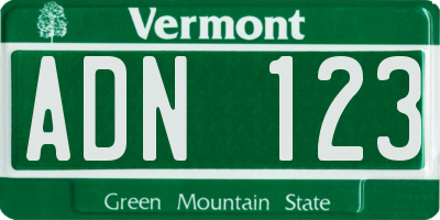 VT license plate ADN123