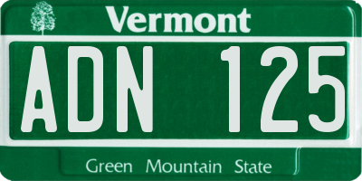VT license plate ADN125