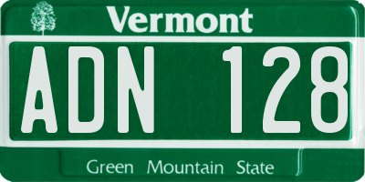 VT license plate ADN128