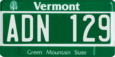 VT license plate ADN129