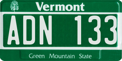 VT license plate ADN133