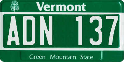 VT license plate ADN137