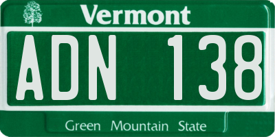 VT license plate ADN138