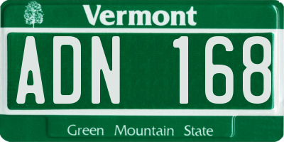 VT license plate ADN168