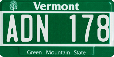 VT license plate ADN178