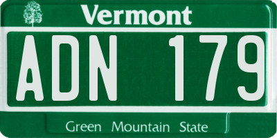 VT license plate ADN179