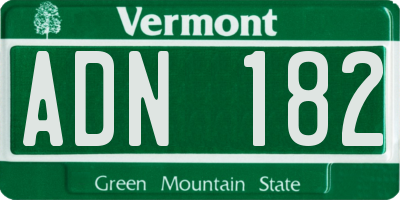 VT license plate ADN182