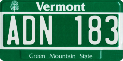 VT license plate ADN183