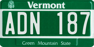 VT license plate ADN187