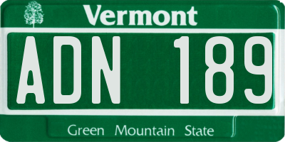 VT license plate ADN189