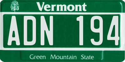VT license plate ADN194