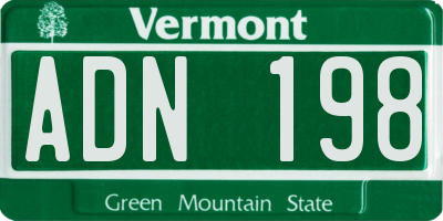 VT license plate ADN198