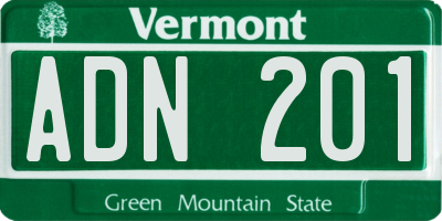 VT license plate ADN201