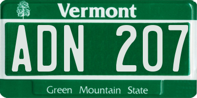 VT license plate ADN207