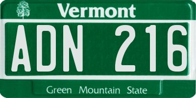 VT license plate ADN216