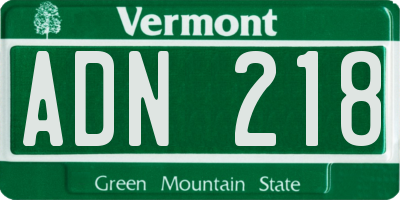 VT license plate ADN218