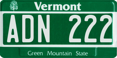 VT license plate ADN222