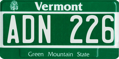 VT license plate ADN226