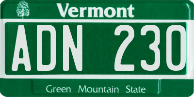 VT license plate ADN230
