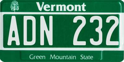 VT license plate ADN232