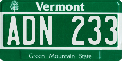 VT license plate ADN233