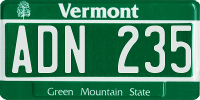 VT license plate ADN235