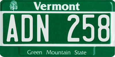 VT license plate ADN258