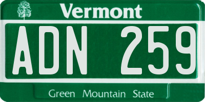 VT license plate ADN259