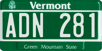 VT license plate ADN281