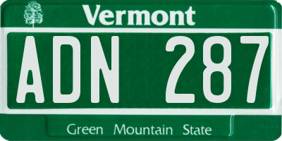 VT license plate ADN287