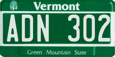 VT license plate ADN302