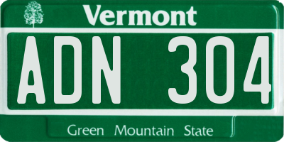 VT license plate ADN304