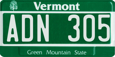 VT license plate ADN305