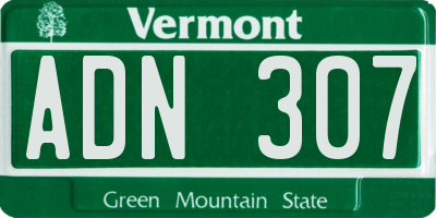 VT license plate ADN307