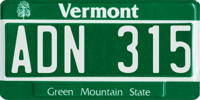 VT license plate ADN315