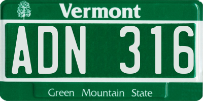 VT license plate ADN316